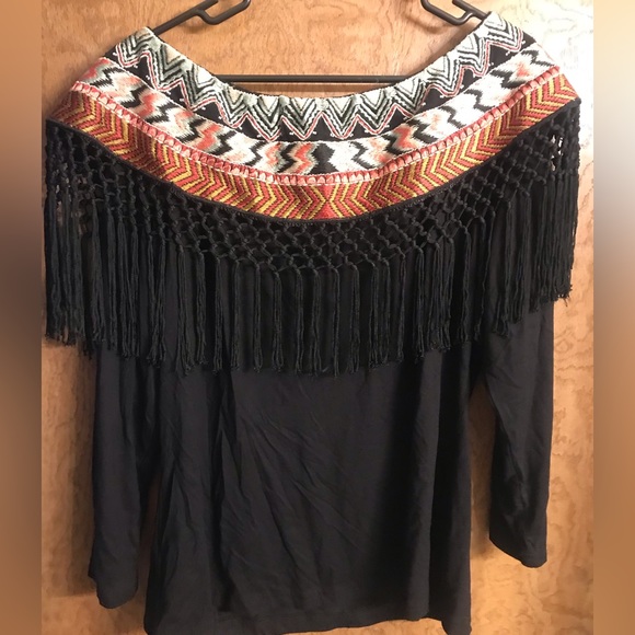 VINTAGE COLLECTION NWT Fiesta Style Hand Woven Off Shoulder Tassels & Beads XL - Picture 4 of 6